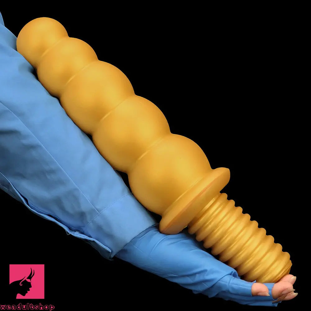 10.62in 14.56in Gold Silicone Anal Plug Dildo With Handle For Love Sex