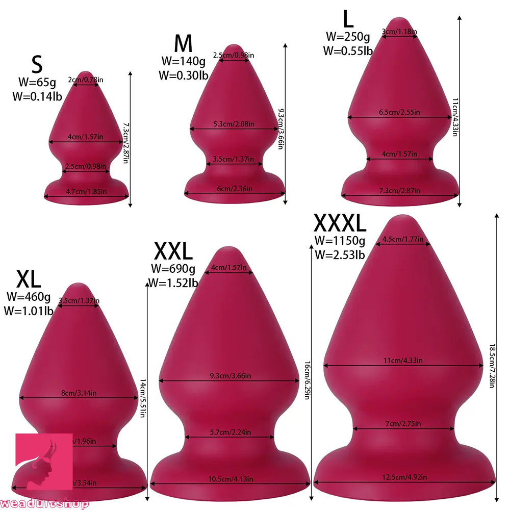 2.87in 3.66in 4.33in 5.51in 6.29in 7.28in Conical Round Pointed Anal Plug Dildo