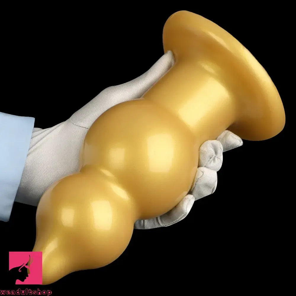 5.11in 9.05in Golden Silicone Big Thick Butt Plug Dildo Cock Clit Stimulator