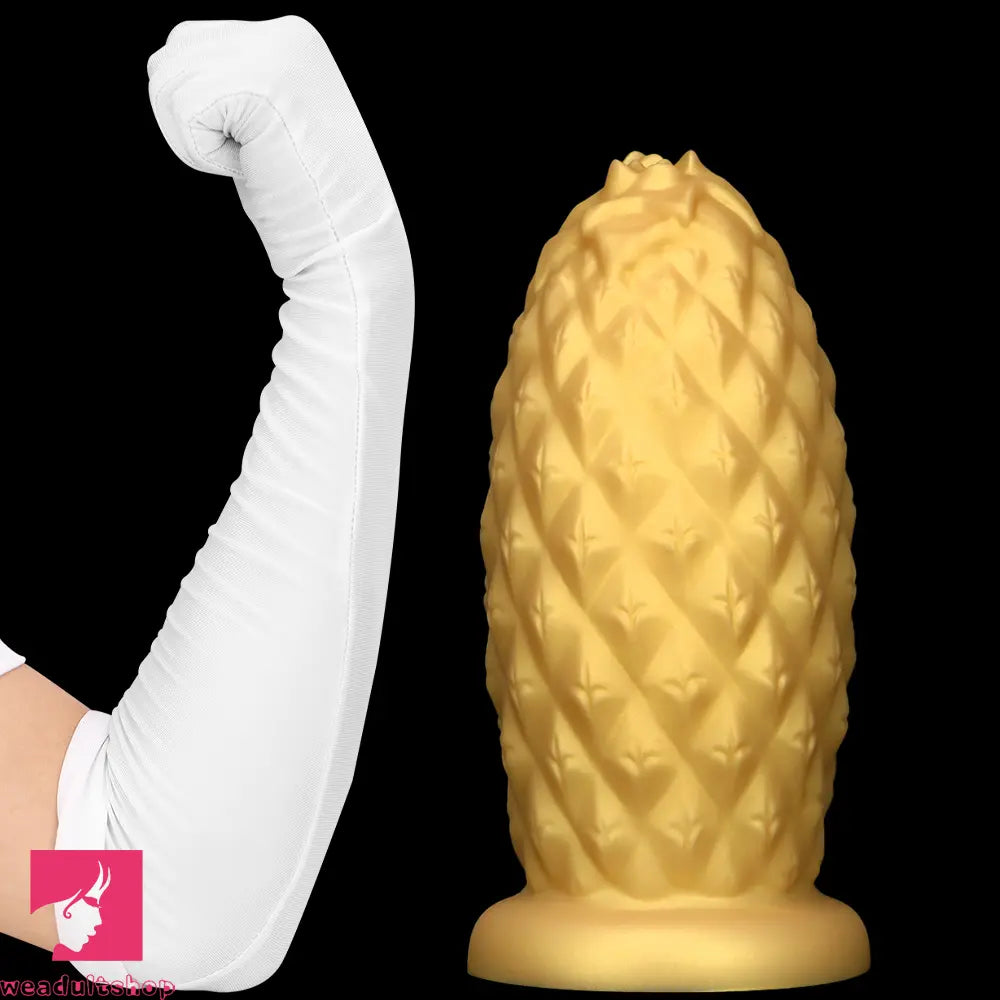 8.26in 10.03in 11.81in Gold Silicone Pineapple Giant Cock Anal Plug Dildo
