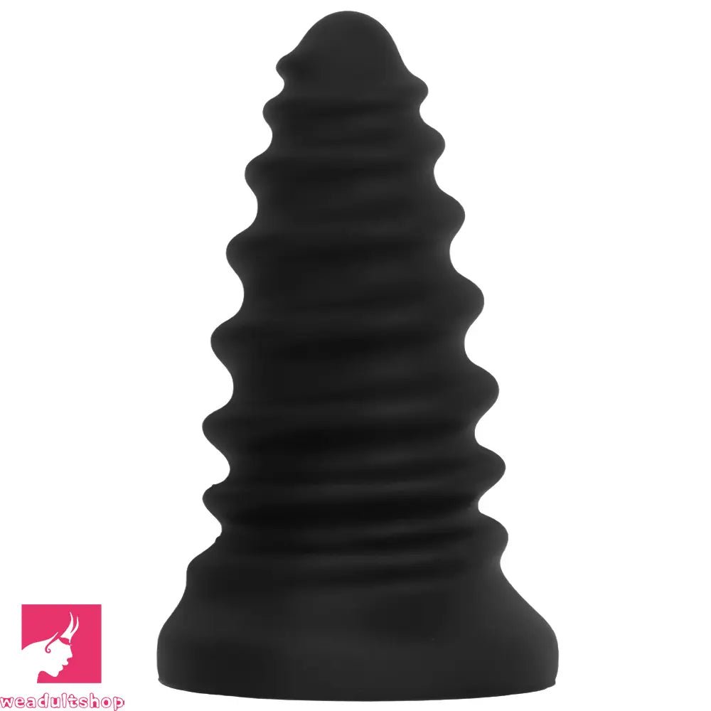 4.92in 5.7in 6.69in 7.48in Black Silicone Screws Anal Dilator Cock Dildo