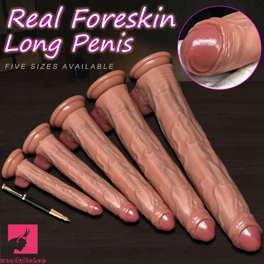 6.1in 7.87in 9.64in 11.41in 13.38in Strap on Lifelike Foreskin Long Big Dildo