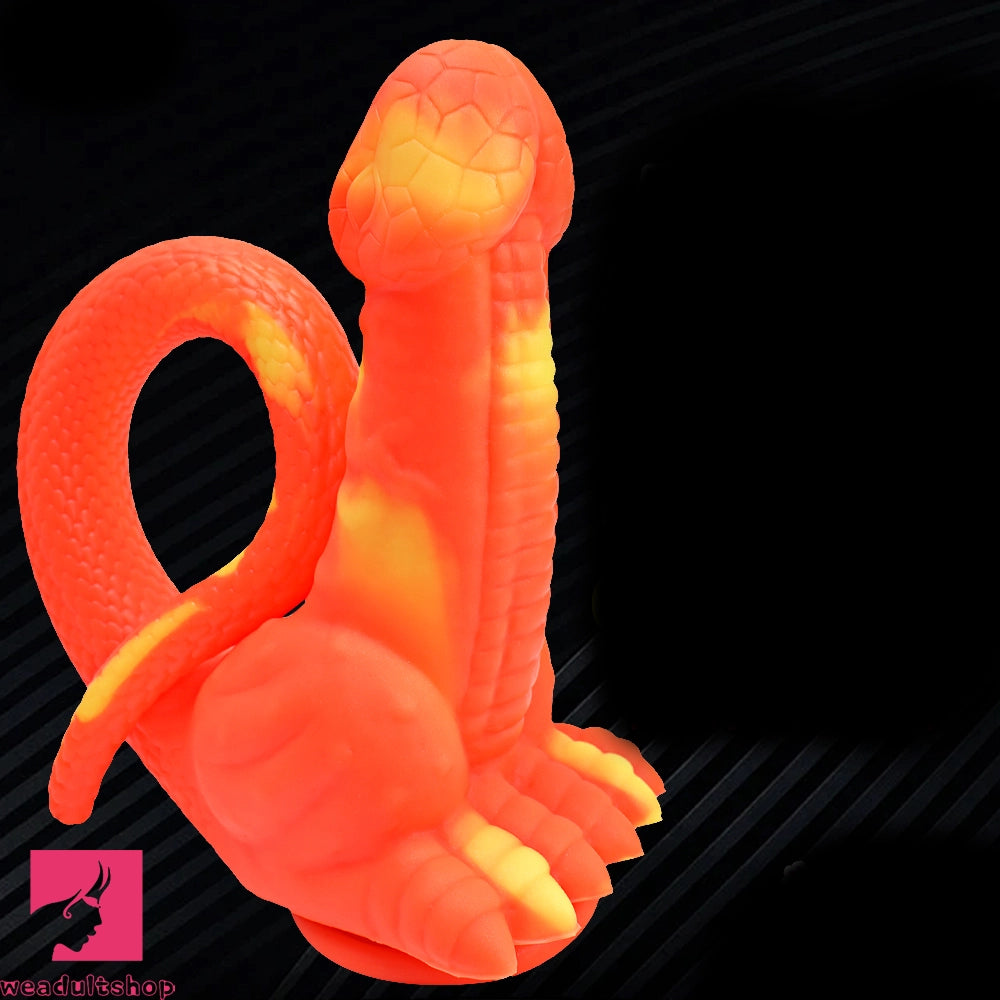 12.8in 15.35in Dinosaur Silicone Soft Big Glowing Penis Dildo For Women
