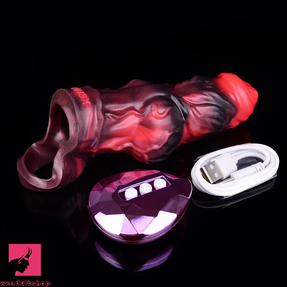 5.91in Silicone Dog Cock Sleeve Knot Dildo Vibrating Dildo With Cock Ring