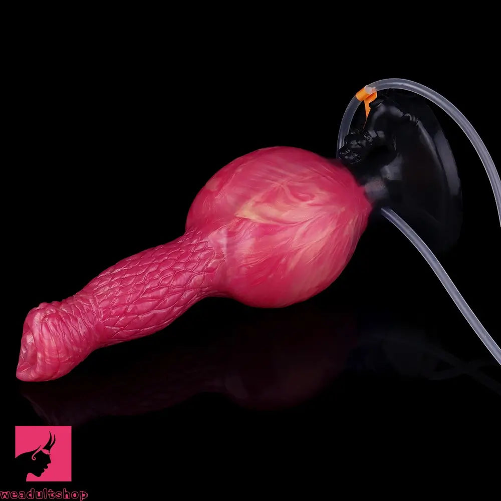 8.54in Fantasy Knotted Silicone Soft Big Dildo Ejaculating Penis Cock Toy