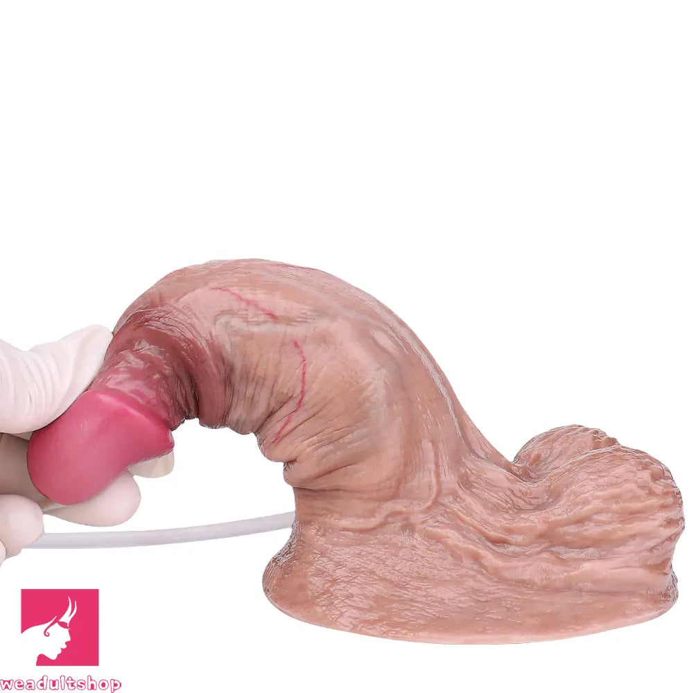 6.37in Double Density Silicone Soft Ejaculating Female Skin Feel Dildo