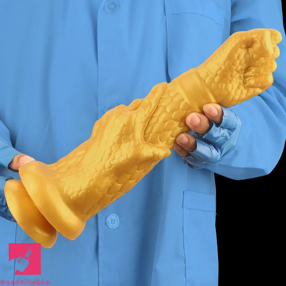 13in Golden Silicone Fist Large Prosthetic Arm Hand Dildo For Fist Hand