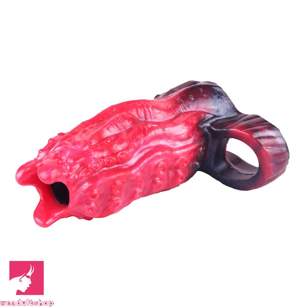 5.19in Octopus Soft Hollow Dildo Built-in keel Vibration Remote Penis Sleeve