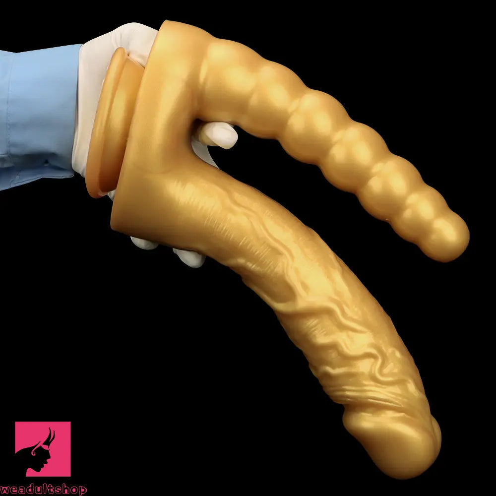 7.87in 10.43in Large Silicone Double-ended Dildo Soft Clit Masturbator