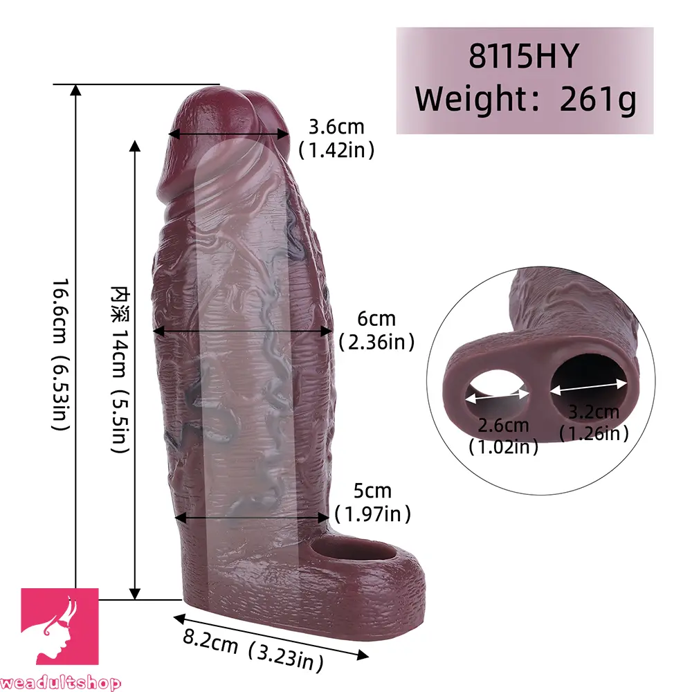 6.53in Male Wearable Masturbator Hollow Penis Sleeve Dildo Adult Cock