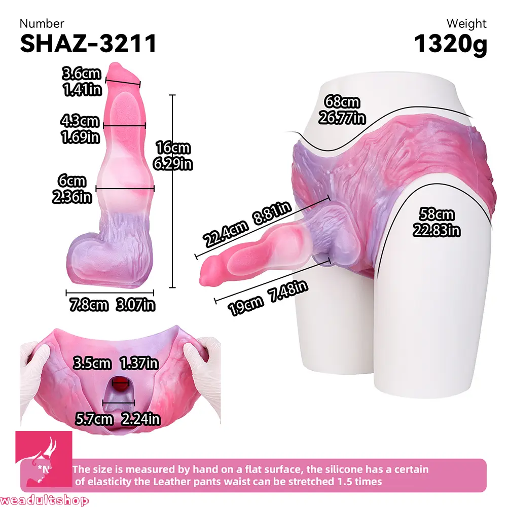 8.81in Knot Dog Silicone Monster Strap on Dildo For Couples Sex Orgasm