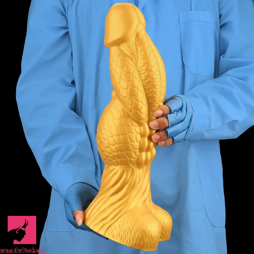 14.56in Gold Silicone Dragon Soft Big Long Realistic Animal Thick Dildo