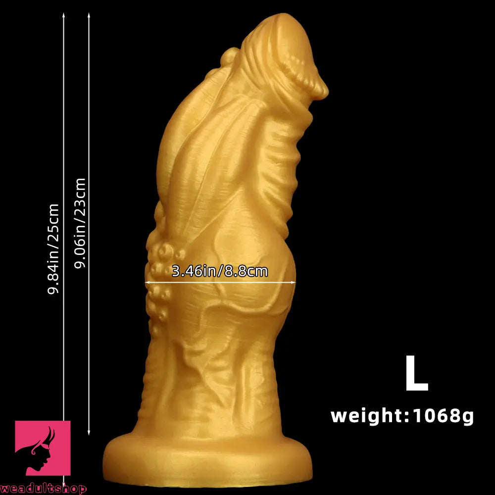 8.66in 9.06in 9.84in 11.42in 12.4in Golden Silicone Fantasy Soft Anal Dildo