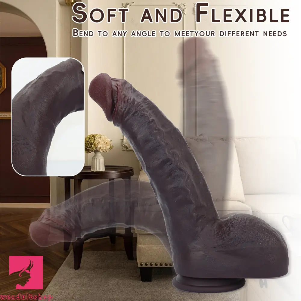 12.2in Real Feeling Skin Silicone Soft Big Dildo For Hands-Free Erotic Pleasure