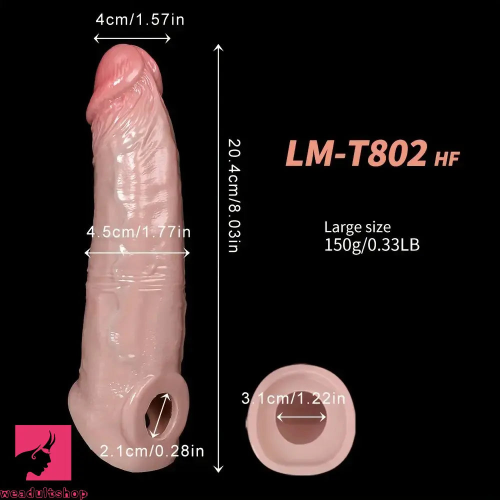 6.8in 8.03in Silicone Soft Dildo Sleeve With Cock Ring For Cock Extension