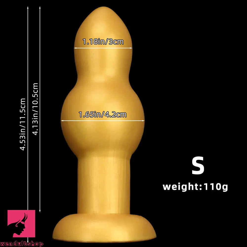 4.53in 5.12in 6.1in 7.48in Silicone Gold Calabash Brothers Alien Anal Dildo
