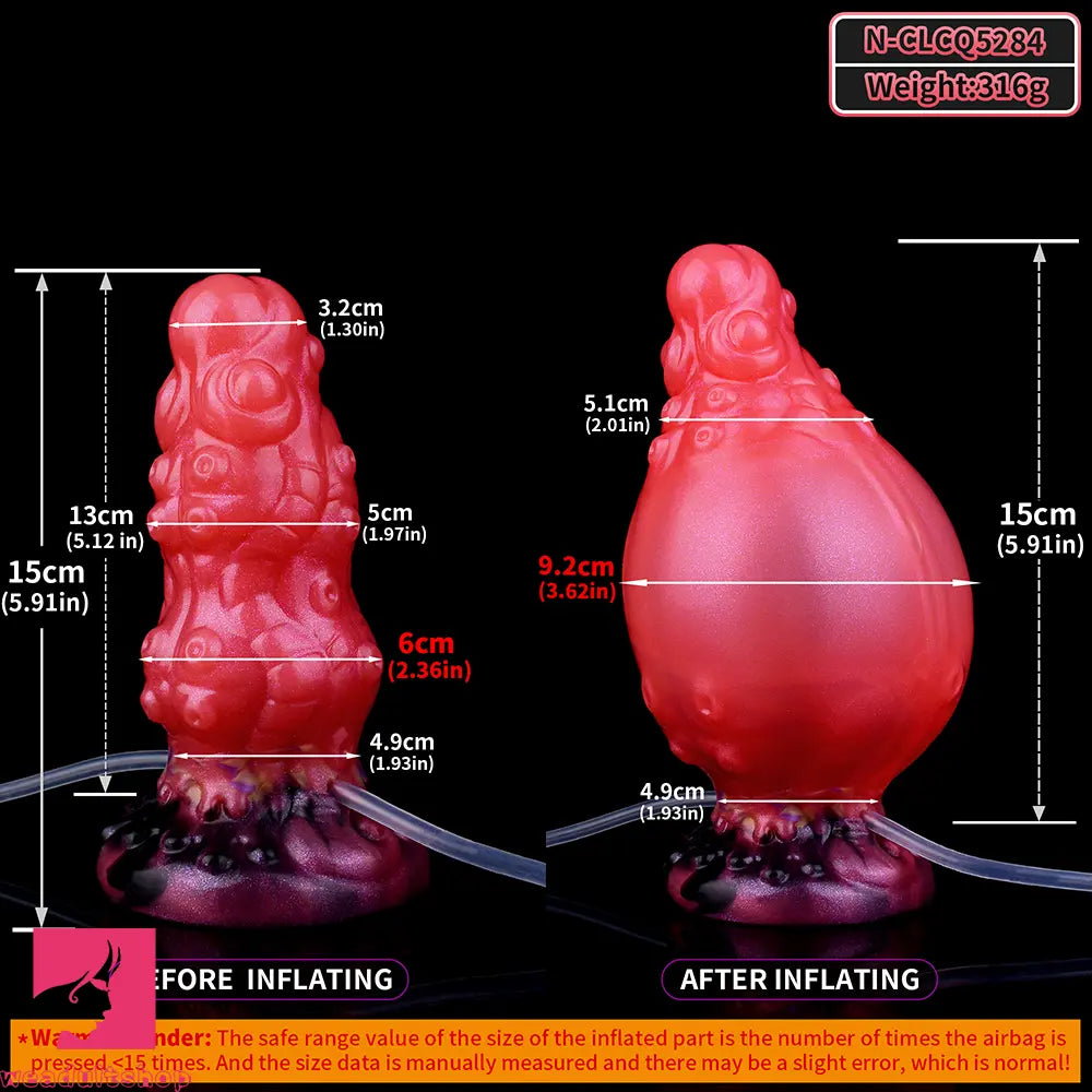 5.91in Fantasy Octopus Silicone Flexible Inflatable Spraying Water Dildo