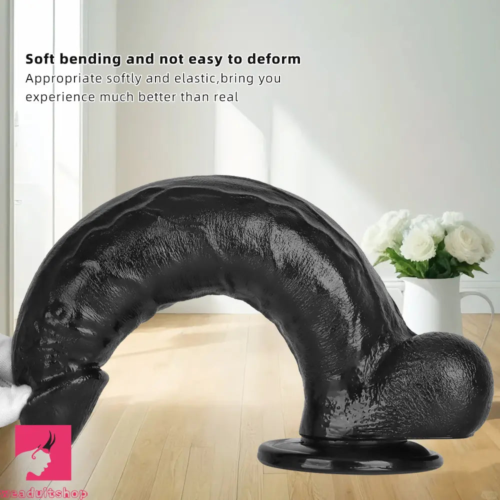 12.2in Big Black PVC Cock Dildo Suction Cup Hand-Free Play Gay Sex Toy