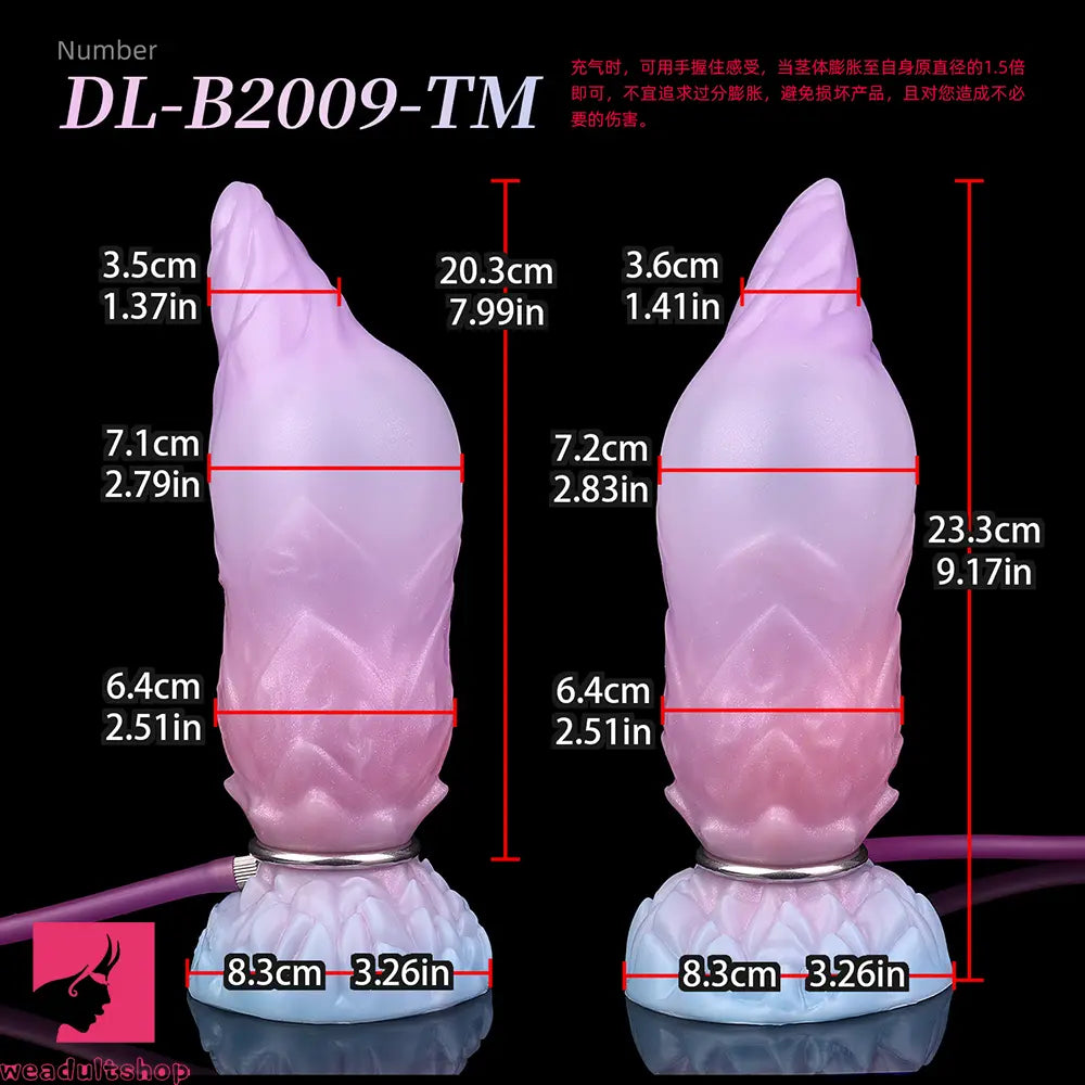 8.14in Squeeze Inflatable Alien Penis Big Fantasy Silicone Dildo For Clit