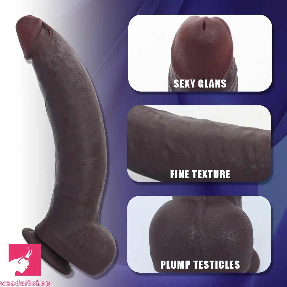12.59in Fine Texture Real Skin Dual Density Soft Curved Dildo Couple Sex Tool