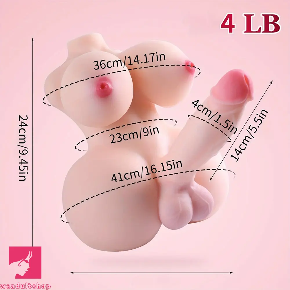 5.5in Soft Dildo Realistic Trans Sex Doll Torso with Tits 3D Unisex Torso
