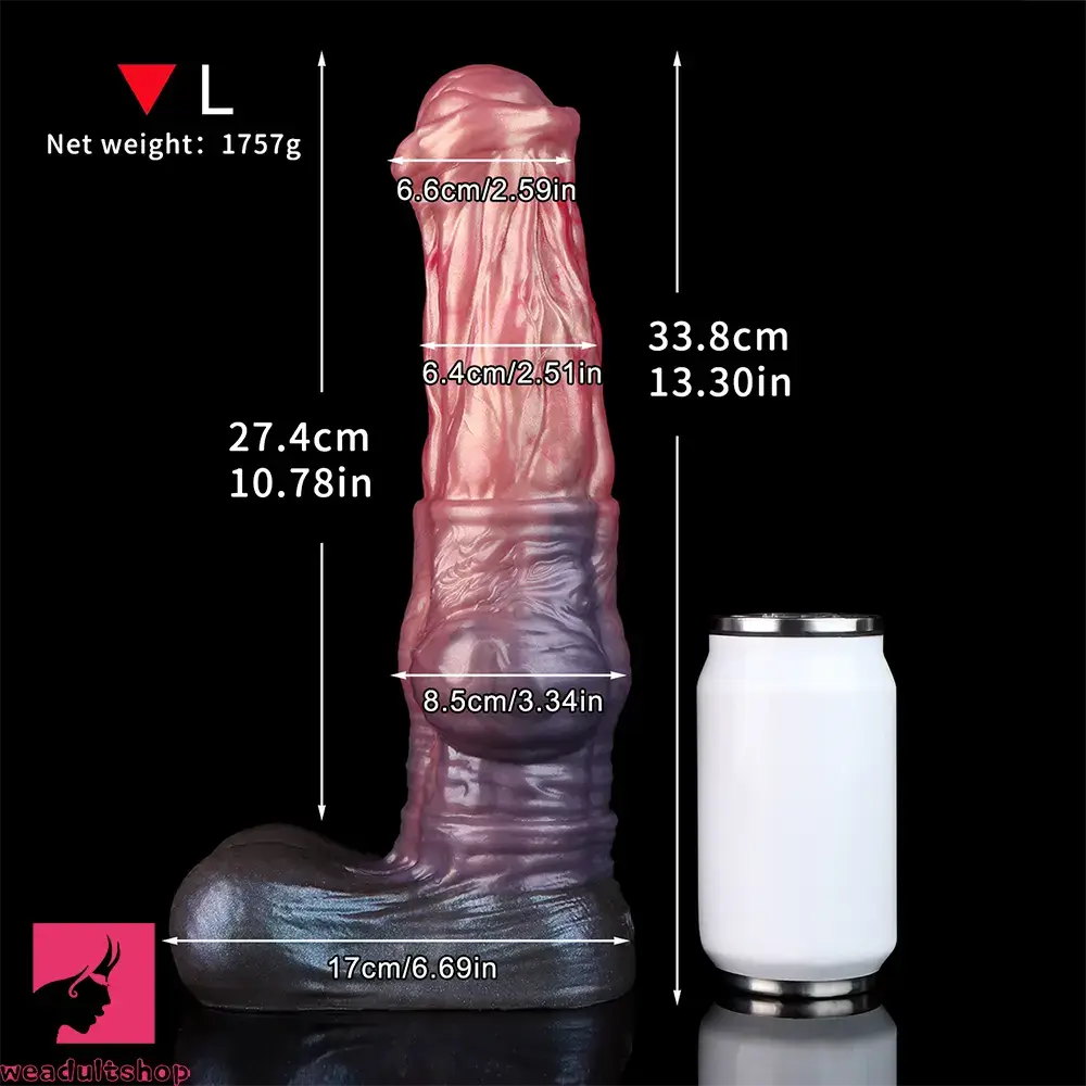 8.74in 10.66in 13.3in Fantasy Dual Layer Silicone Muscle Horse Cock Dildo