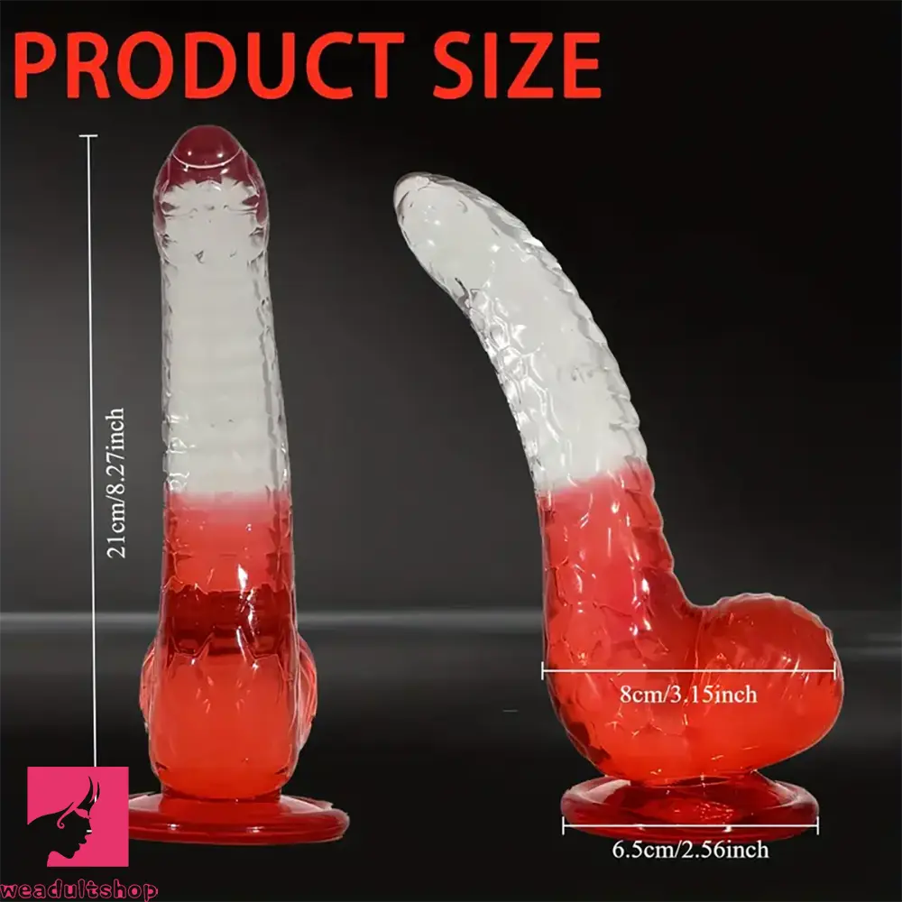 8.27in TPE Cock Fantasy Gradient Jelly Dildo Masturbator Adult Toy