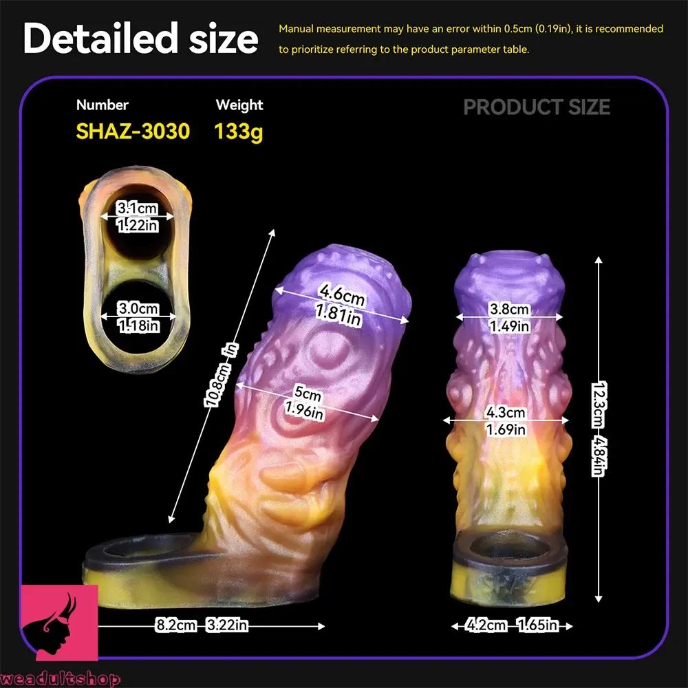 4.84in Grasoth Fantasy Odd Silicone Soft Dildo Sleeve Penis Extender