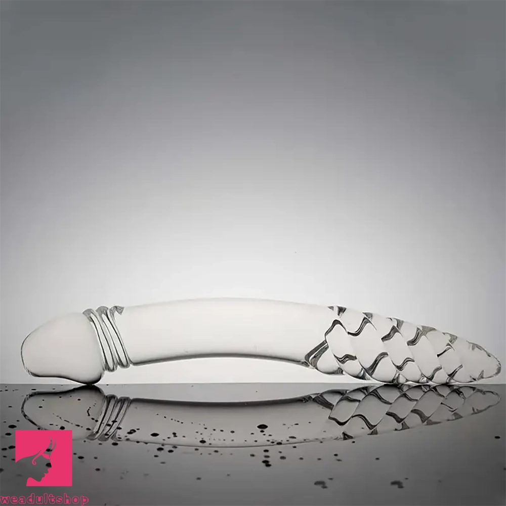 8.85in 9.05in Glass Double Penetration Spiked Dildo With Textured Ridge