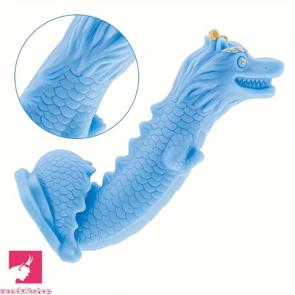 8.82in Blue Dragon Silicone Dildo Realistic Textured Adult Toy For Clit