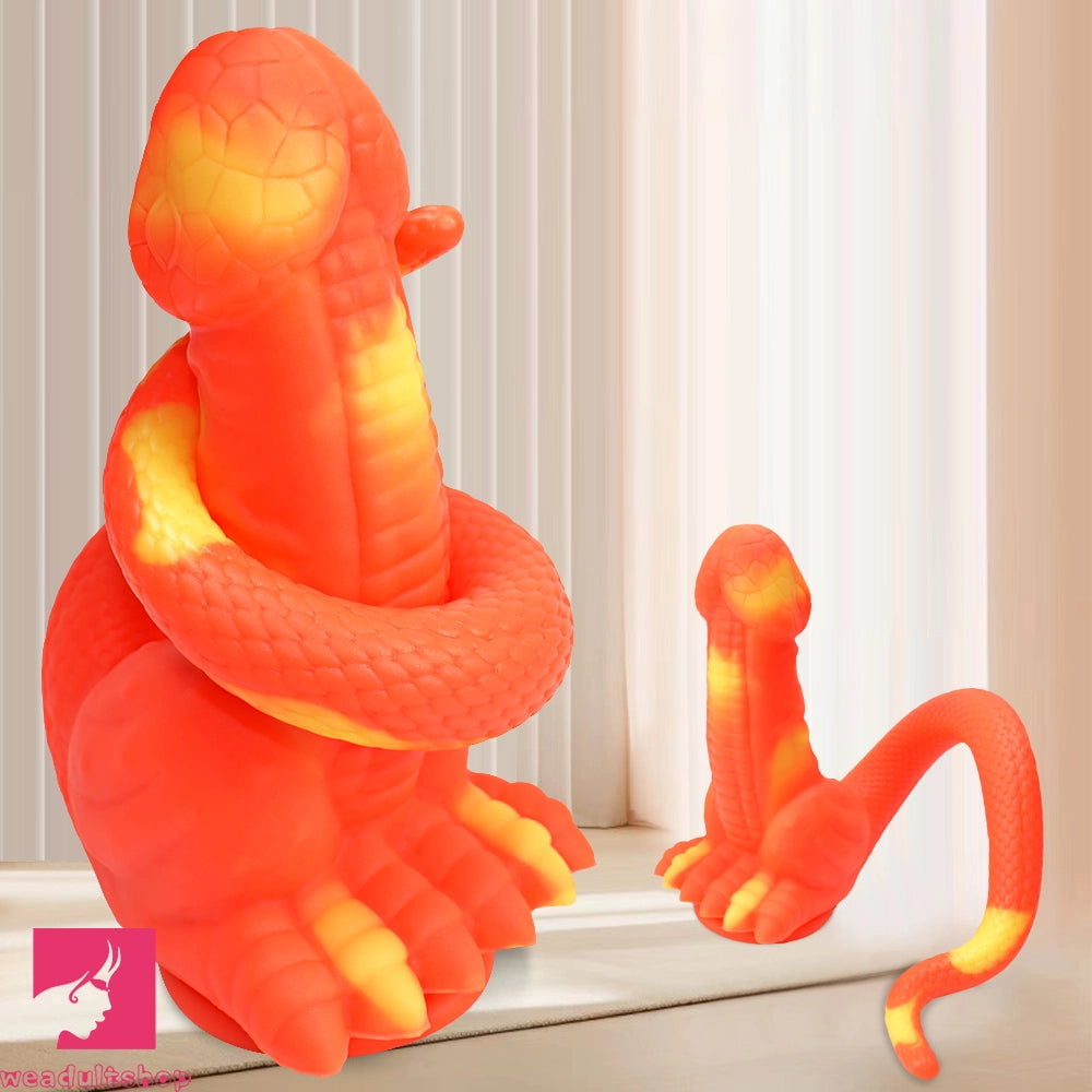 12.8in 15.35in Dinosaur Silicone Soft Big Glowing Penis Dildo For Women