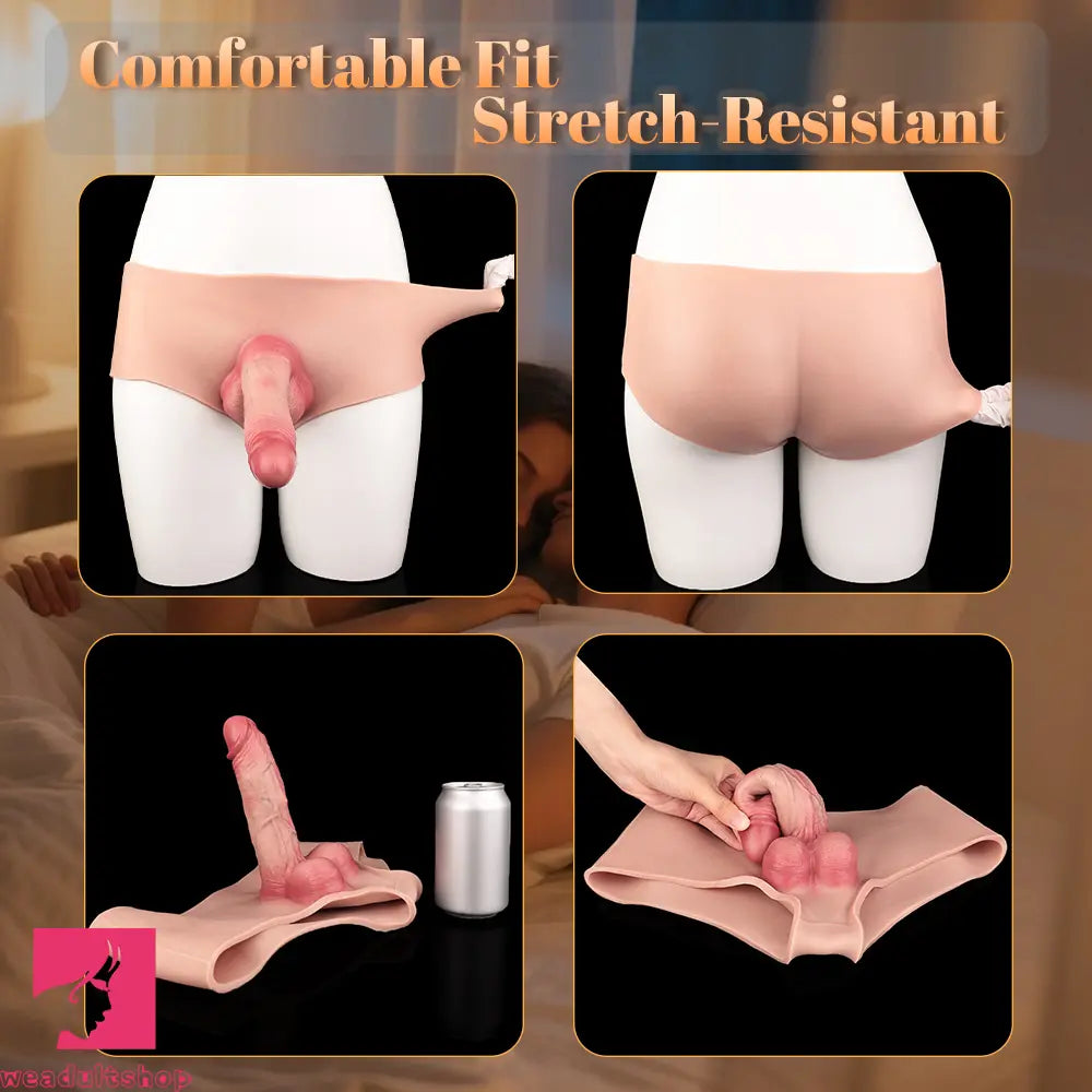 6.77in Hollow Penis Dildo Sleeve Silicone Soft Pants For Women Fucking