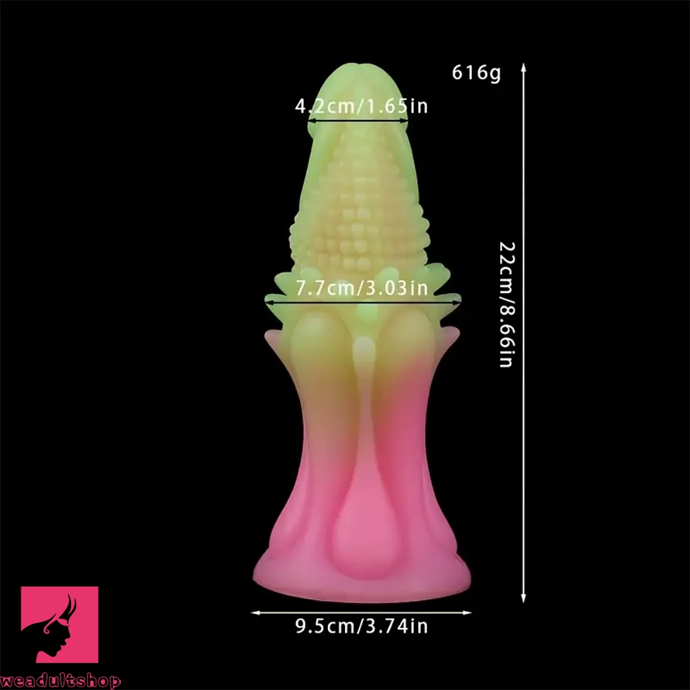 8.66in Silicone Spiked Fantasy Dildo Colorful Gradients Wearable Anal Plug