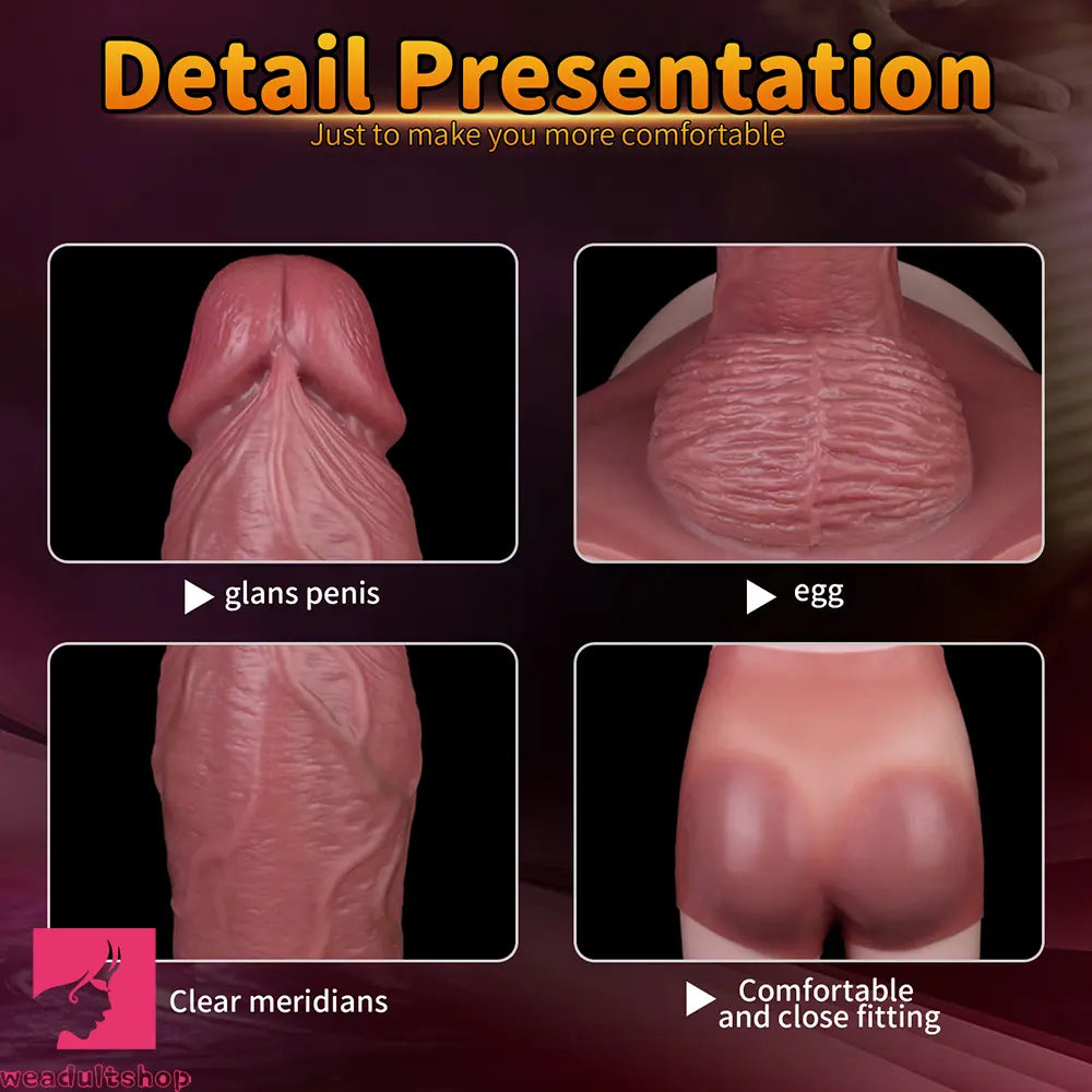 9.6in Hollow Leather Pants Strap on Dildo Liquid Silicone Dildo Cock