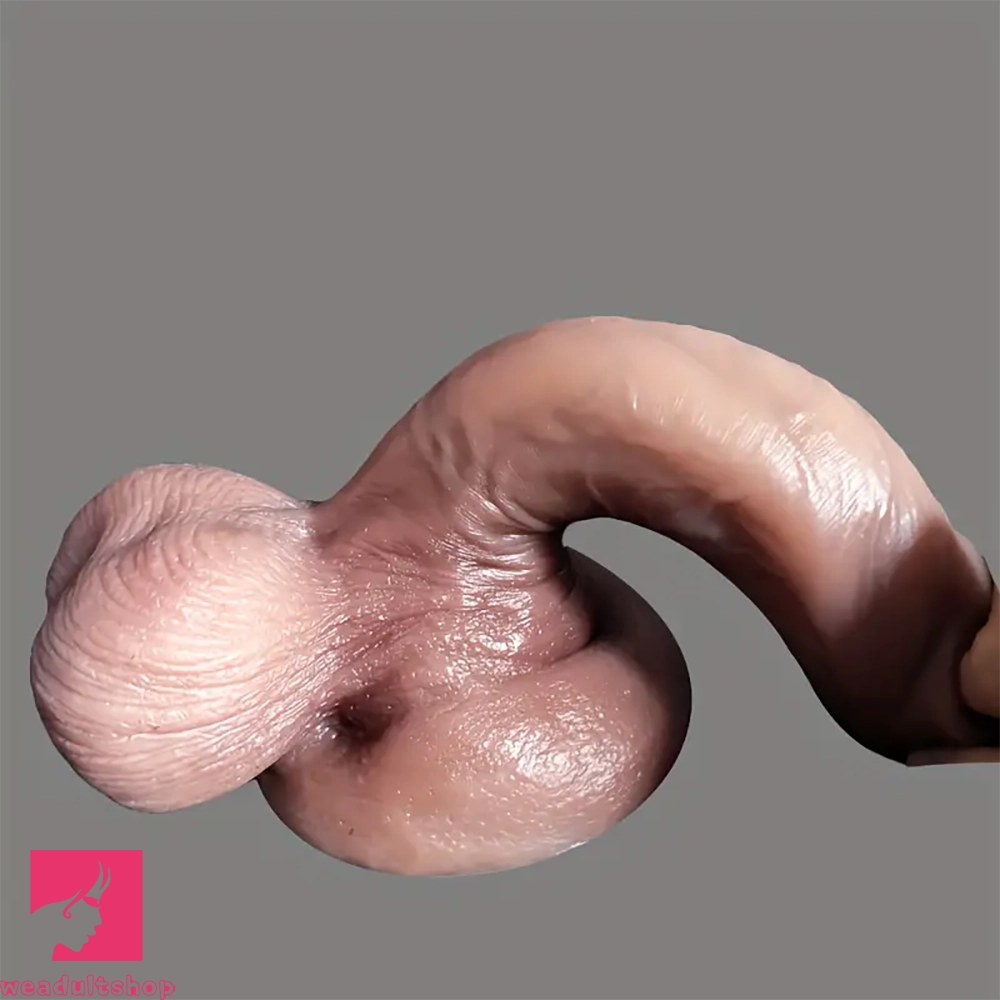 7.48in Beautiful Foreskin Uncut Dildo With Scalp Layer Slide Prostate Adult Toy