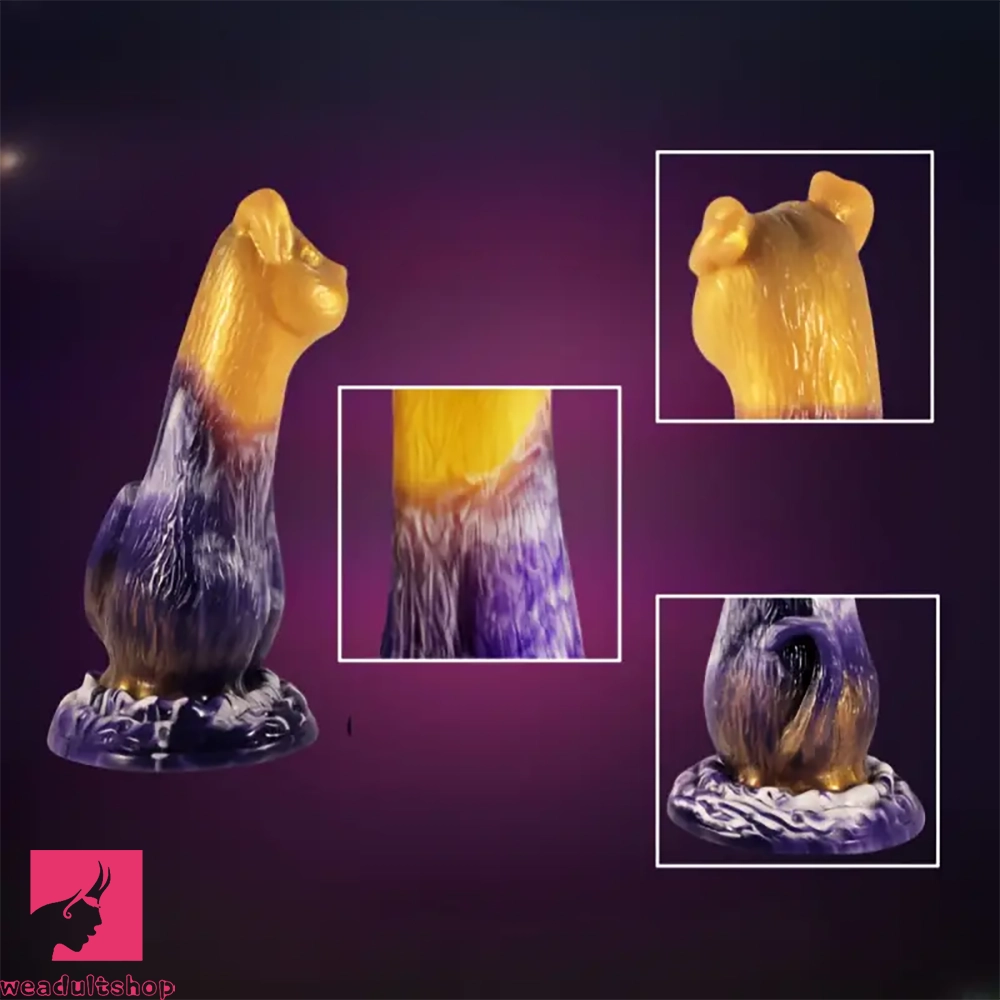 7.87in Chinese Zodiac Dog Design Silicone Hand Wash Only Soft Clit Dildo