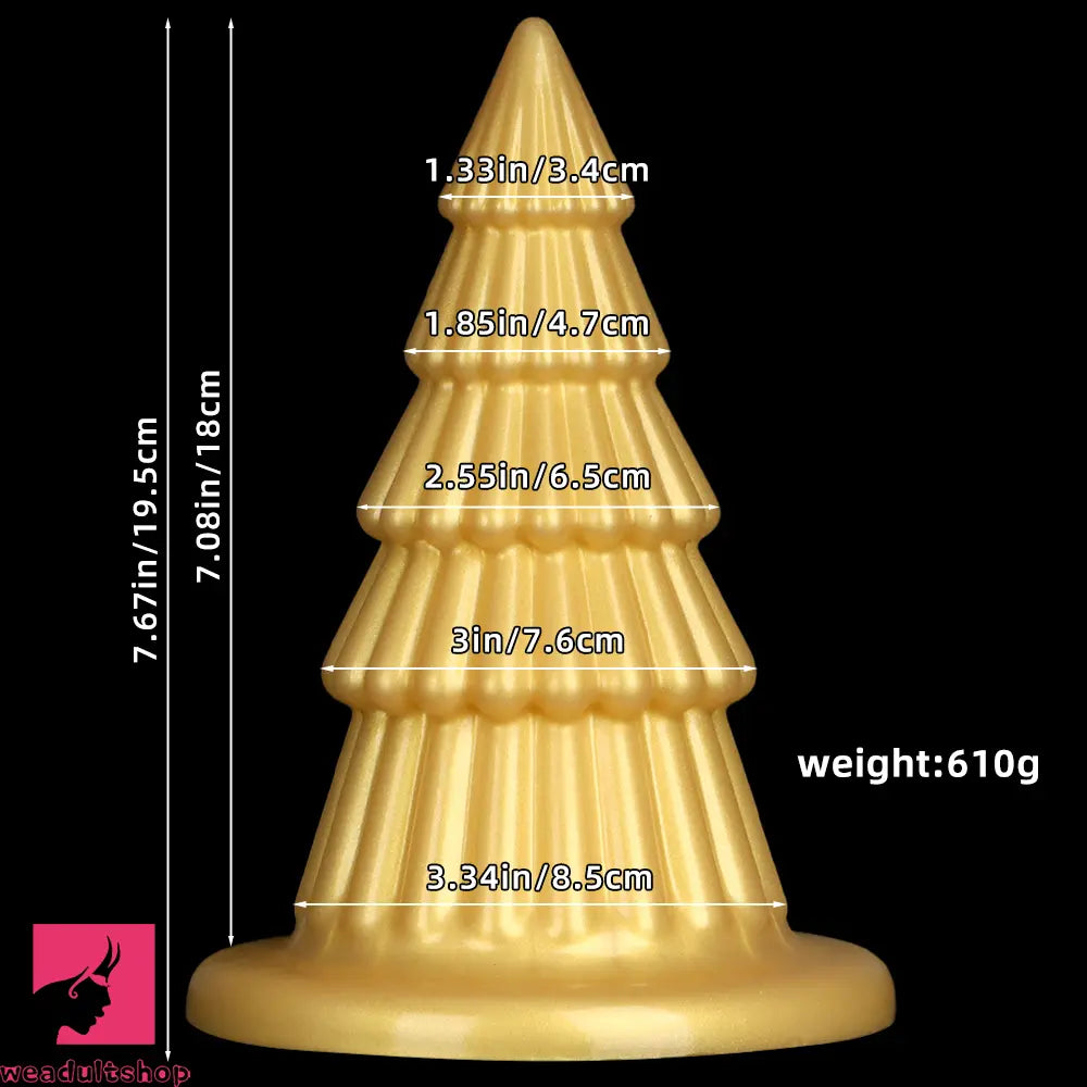 7.67in Christmas Tree Silicone Soft Cock Butt Plug Dildo With Suction Cup