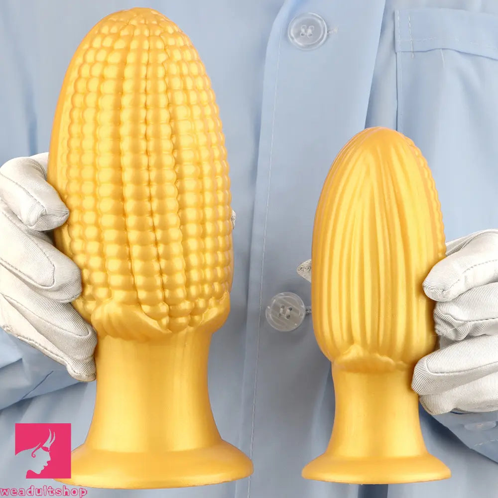 5.9in 6.7in 8.07in Liquid Silicone Thread Granules Soft Corn Gold Cock Dildo