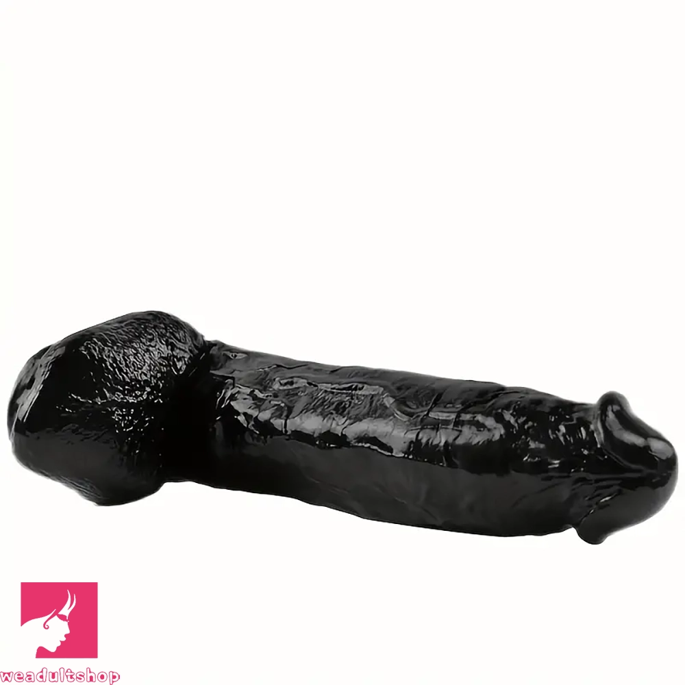 11.22in PVC Black Flexible Big Dildo With Suction Cup For Hands-Free Sex