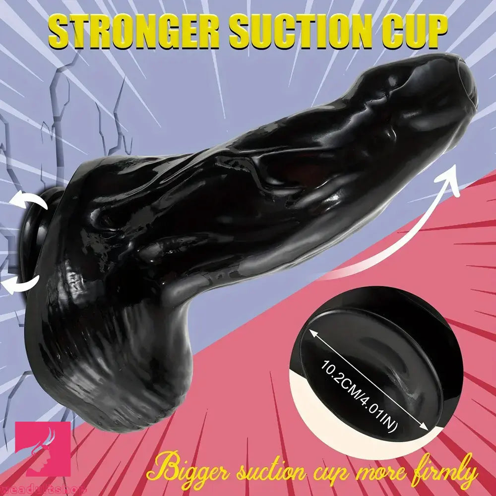 11.02in Huge Thick Big Black Uncut Large Anal Dildo For Deeper Play Women