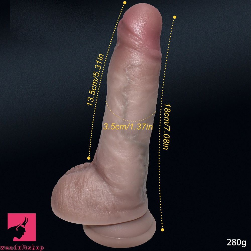 7.08in Liquid Silicone Soft Super Realistic Uncut Dildo For Vagina Sex Clit