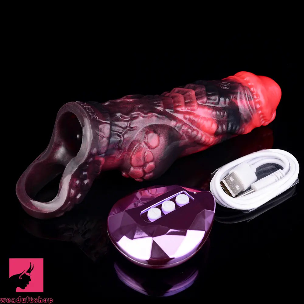 5.98in Silicone Dog Cock Hollow Sleeve Knot Dildo With Cock Ring For Clit