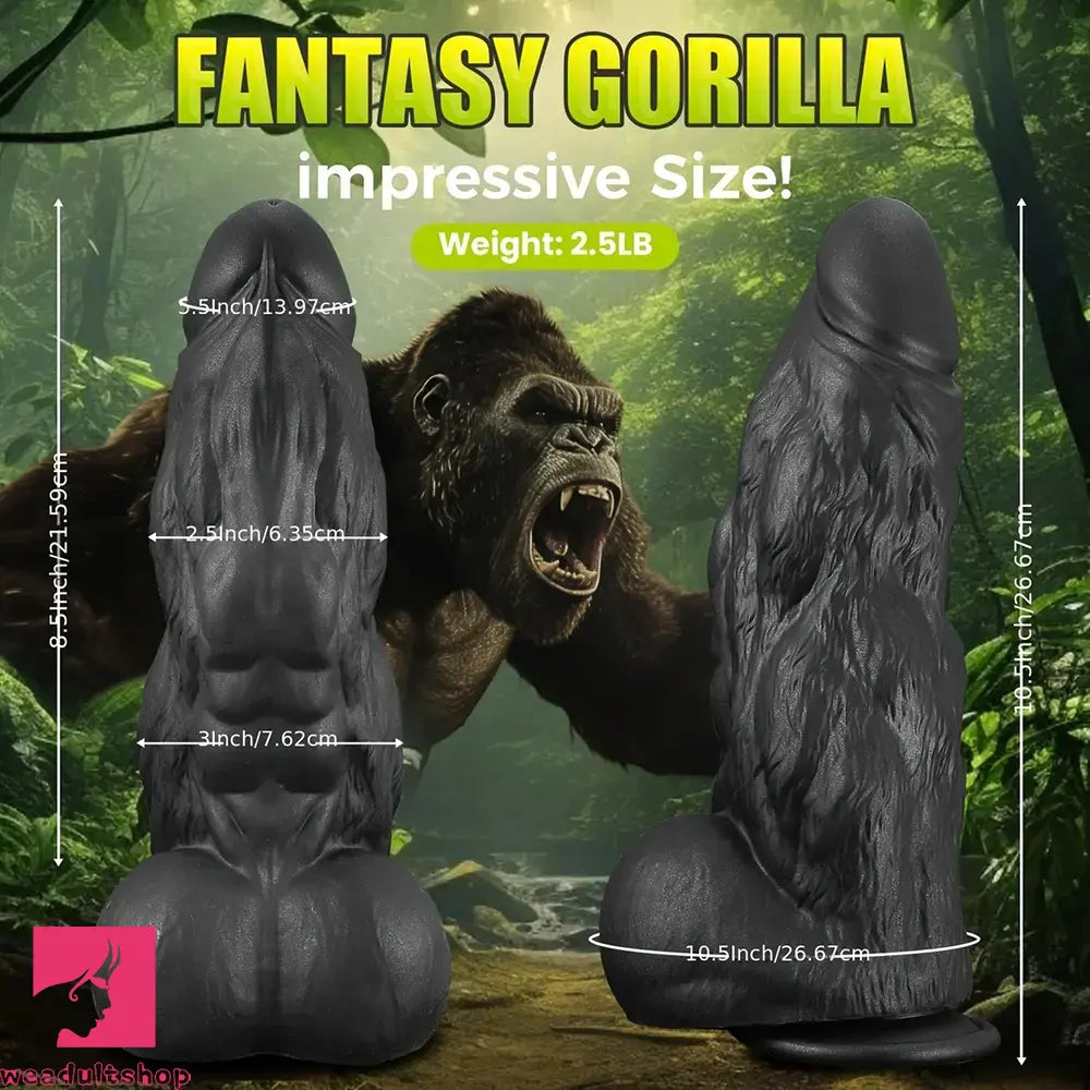 10.5in Huge Thick Silicone Black Monster Gorilla Fantasy Animal Dildo