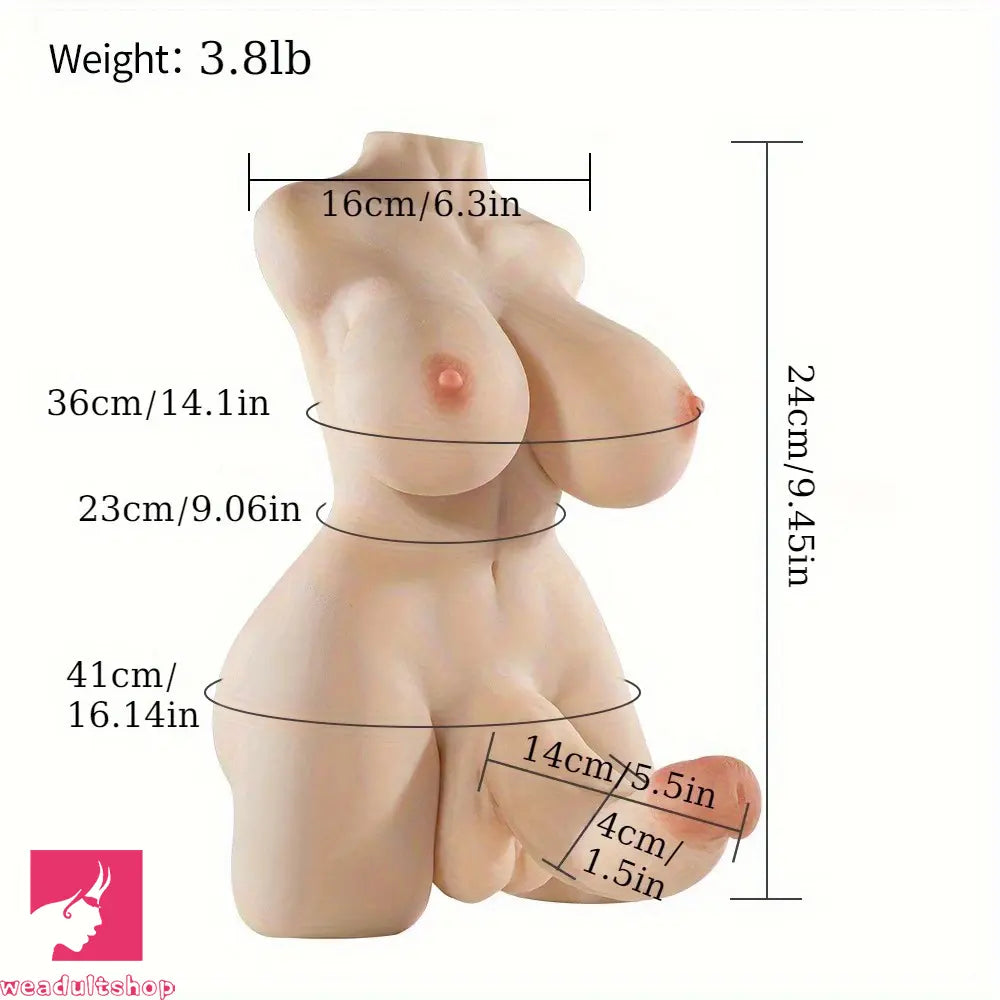 5.5in Realistic Dildo Shemale Sex Doll Torso with Big Breasts Anal Clit Sex