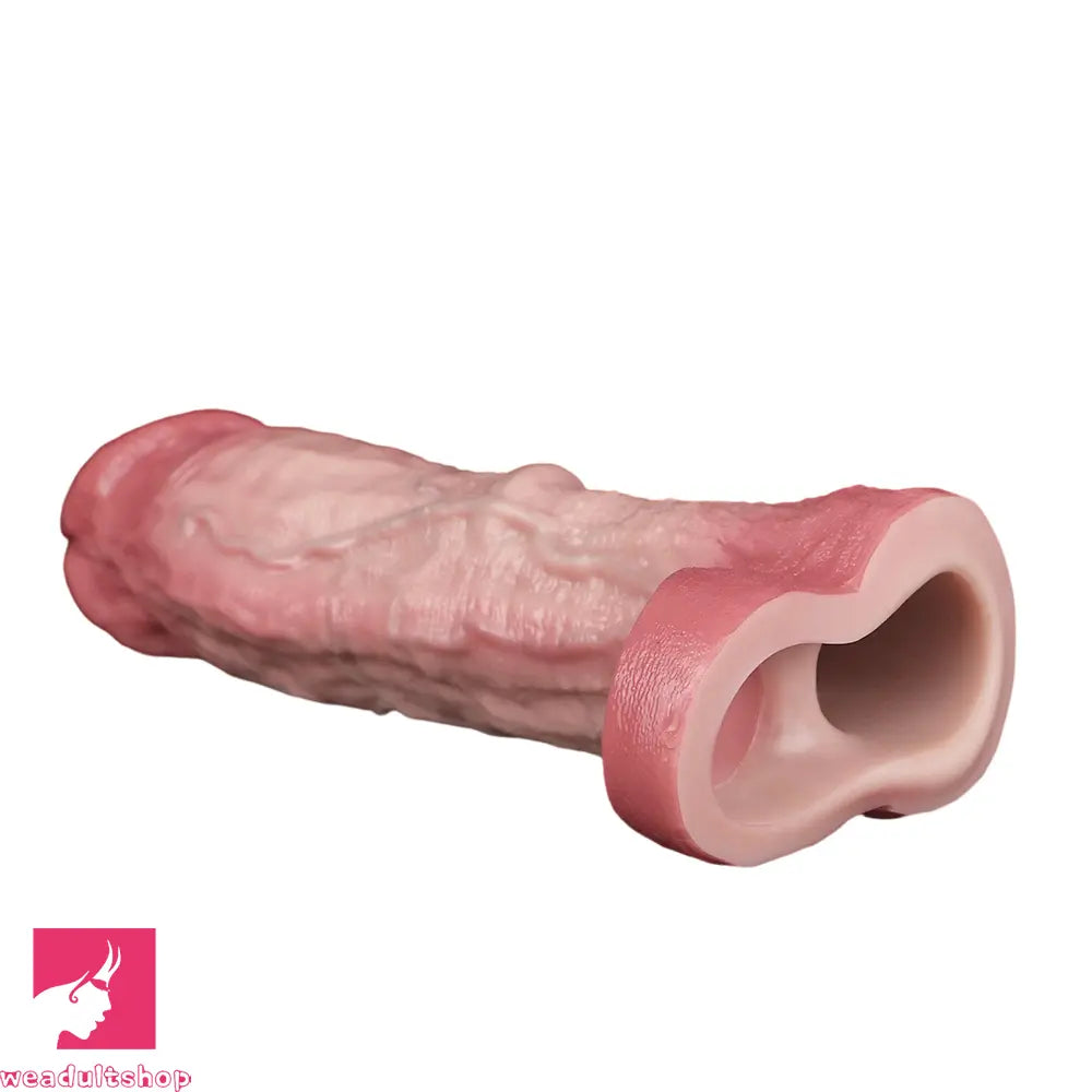 9.13in Realistic Penis Cock Dildo Big Sleeve Extender Vibrating Remote Tool