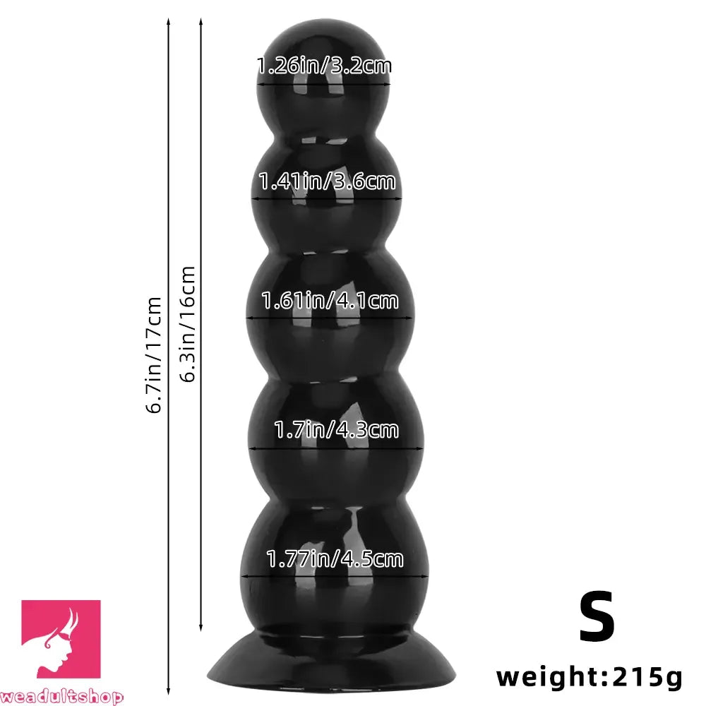 6.7in 8.26in Anal Beads Dildo PVC Black Sex With Powerful Suction Cup