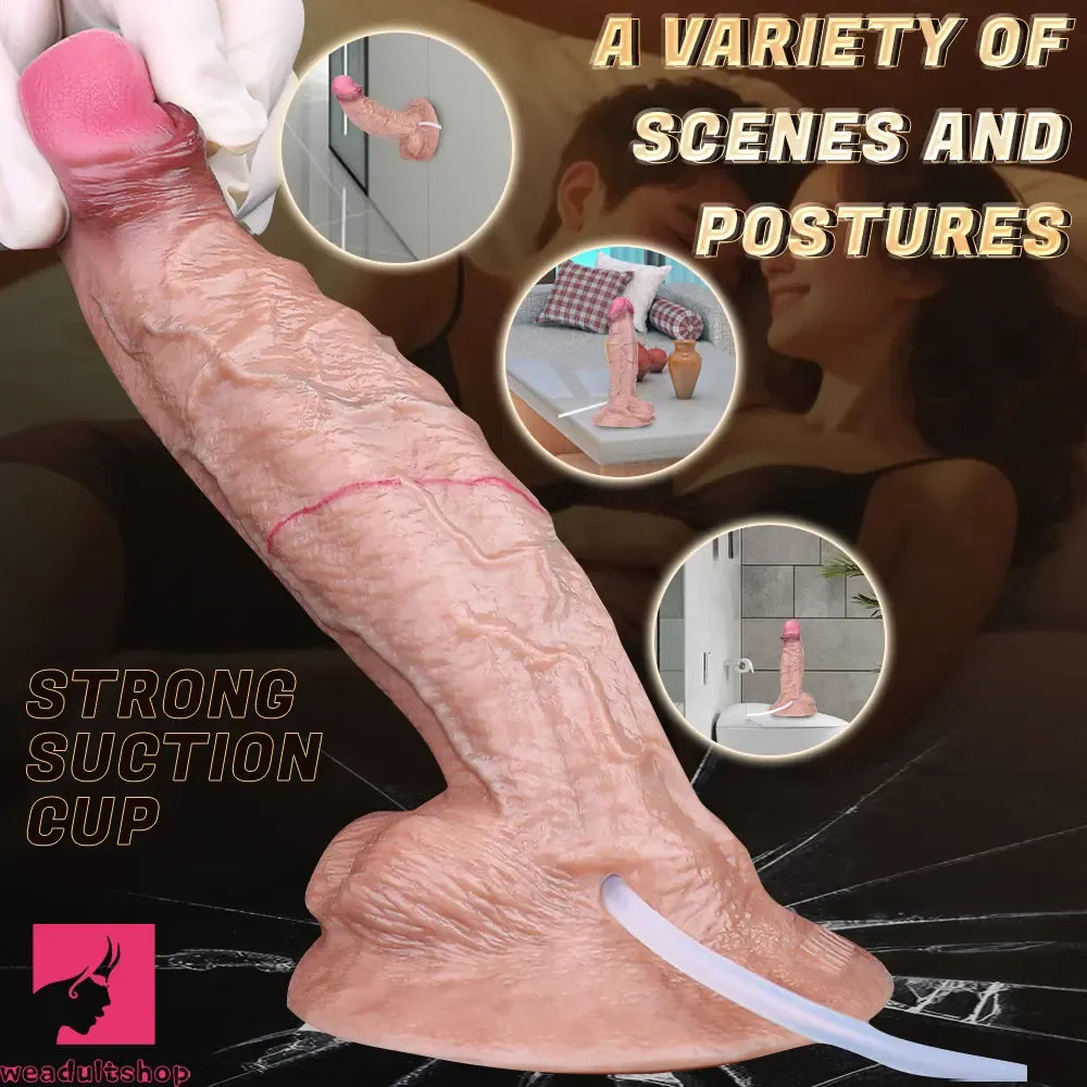 7.01in Double Density Silicone Soft Ejaculating Real Veins Cock Real Dildo