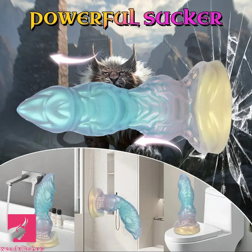 7.63in 8.89in 10.55in Flexible Silicone Realistic Textured Monster Odd Dildo