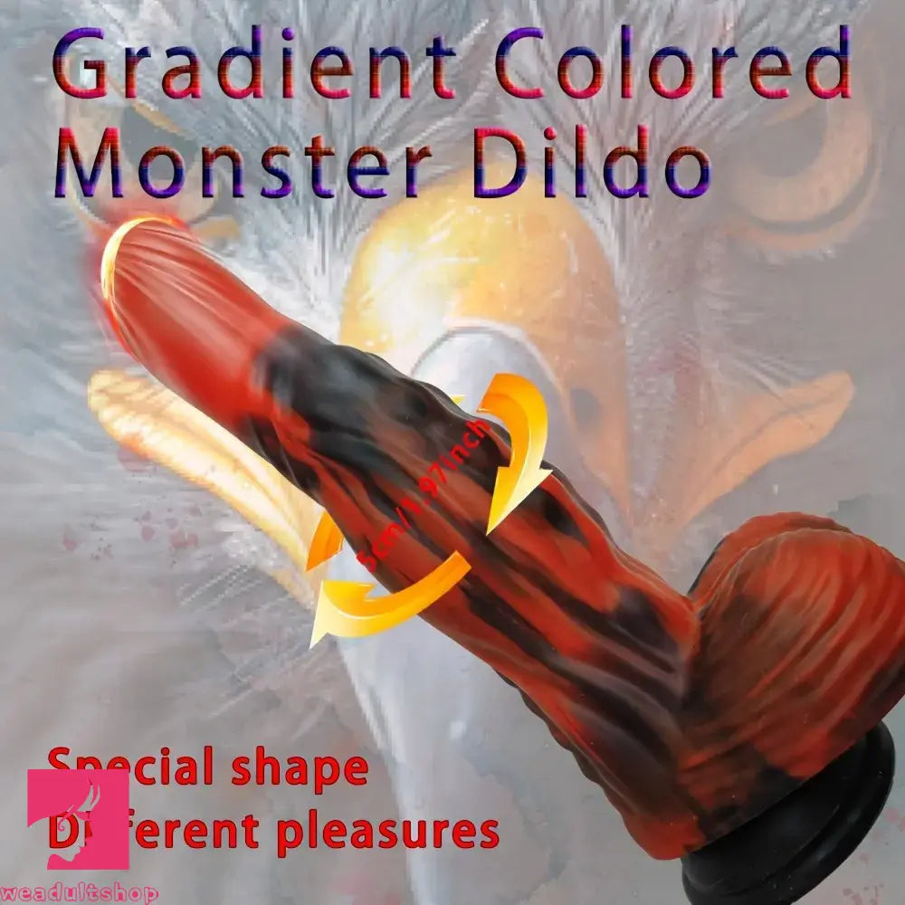9.25in Monster Eagle Dreamy Black Red Fantasy Thick Silicone Odd Dildo