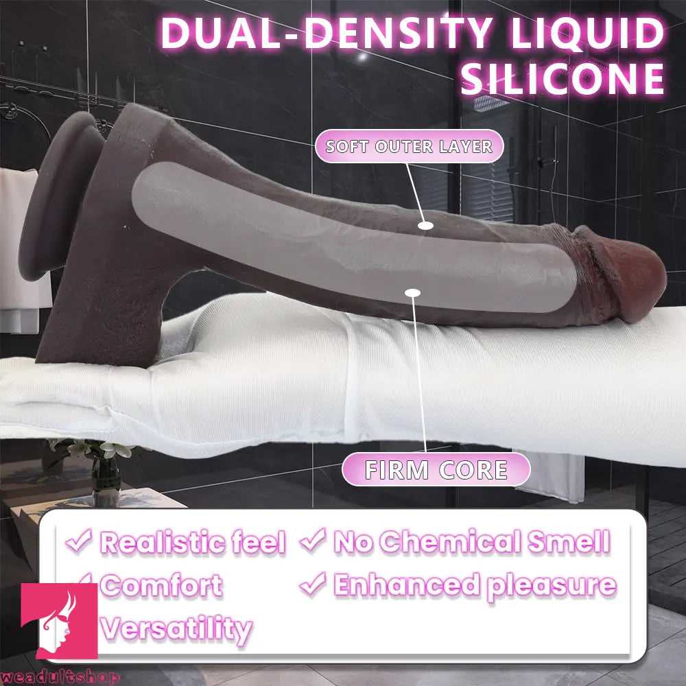 10.56in Dual Density Silicone Huge Thick Curved Dildo Manual Couples Fun Toy